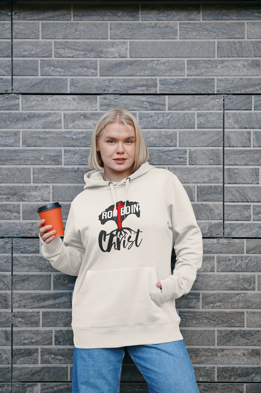 Long sleeve Hoodie-  Rooted In Christ