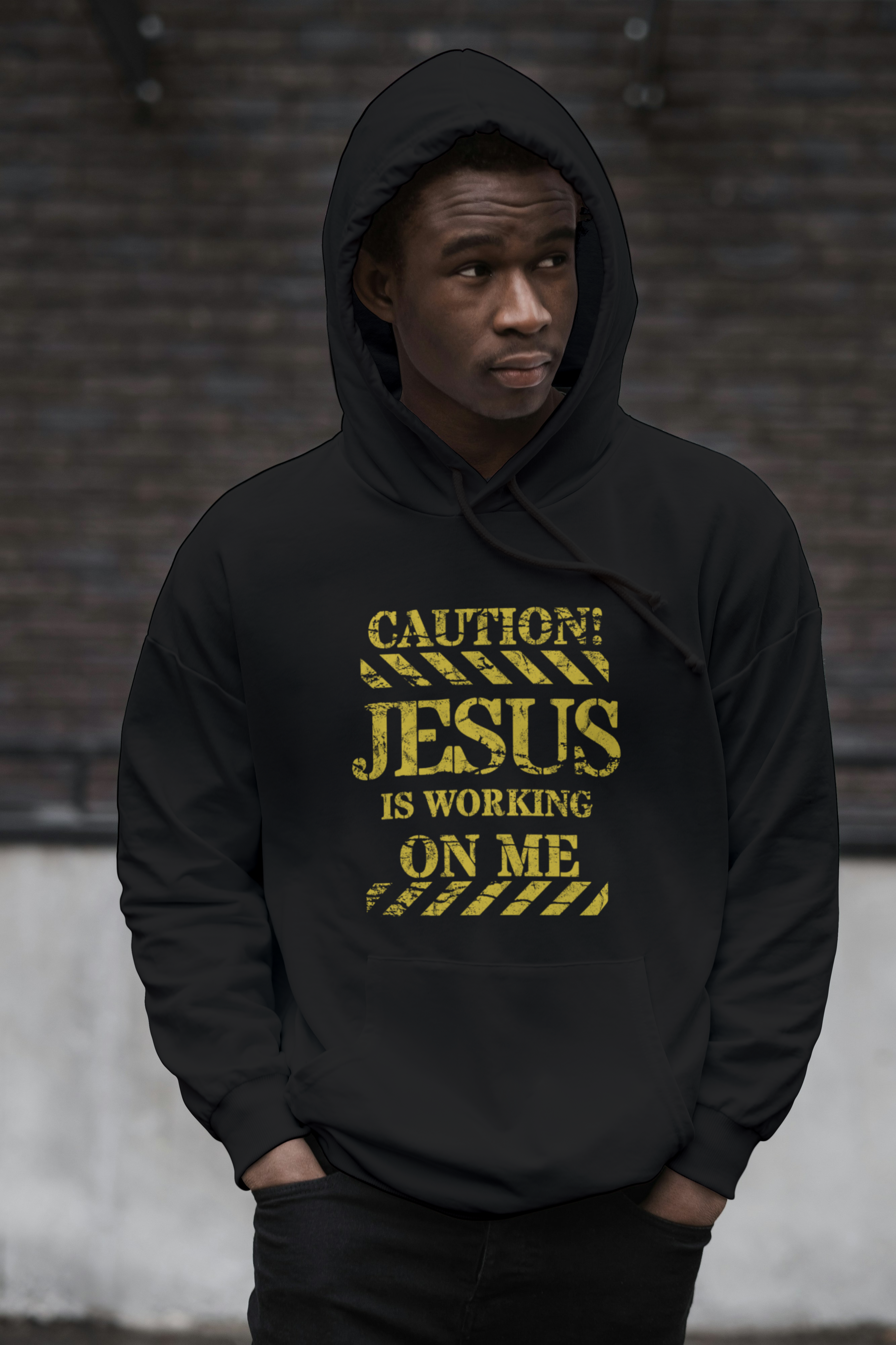 Long Sleeve Hoodie- Caution Jesus is working on me